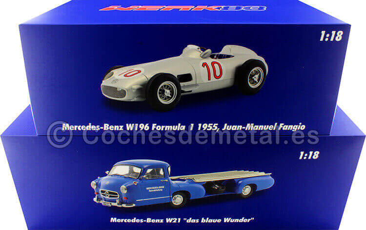 1955 Mercedes-Benz El Milagro Azul + W196 Nº10 Flecha de Plata 1:18 Werk83 W1801805 W1801701