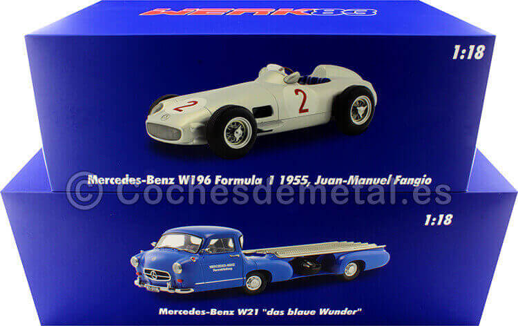 1955 Mercedes-Benz El Milagro Azul + W196 Nº2 Flecha de Plata 1:18 Werk83 W1801806 W1801701