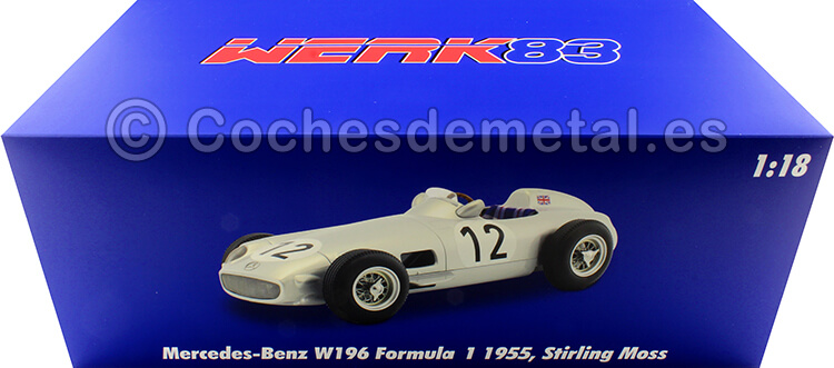1955 Mercedes-Benz W196 Nº12 Stirling Moss Ganador GP F1 Inglaterra y Campeón Mundial 1:18 Werk83 W1801802