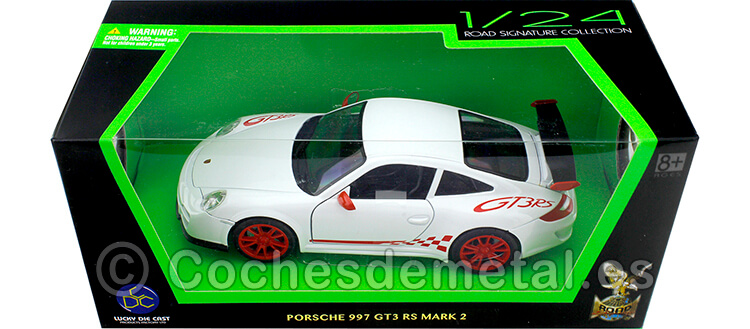 2010 Porsche 911 (997) GT3 RS Mark 2 White/Red 1:24 Lucky Diecast 24213