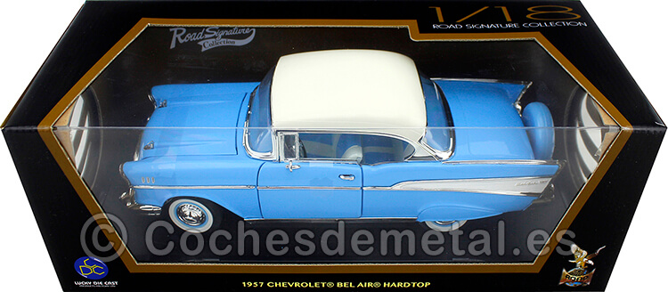 1957 Chevrolet Bel Air Hard Top Azul/Blanco 1:18 Road Signature 92109